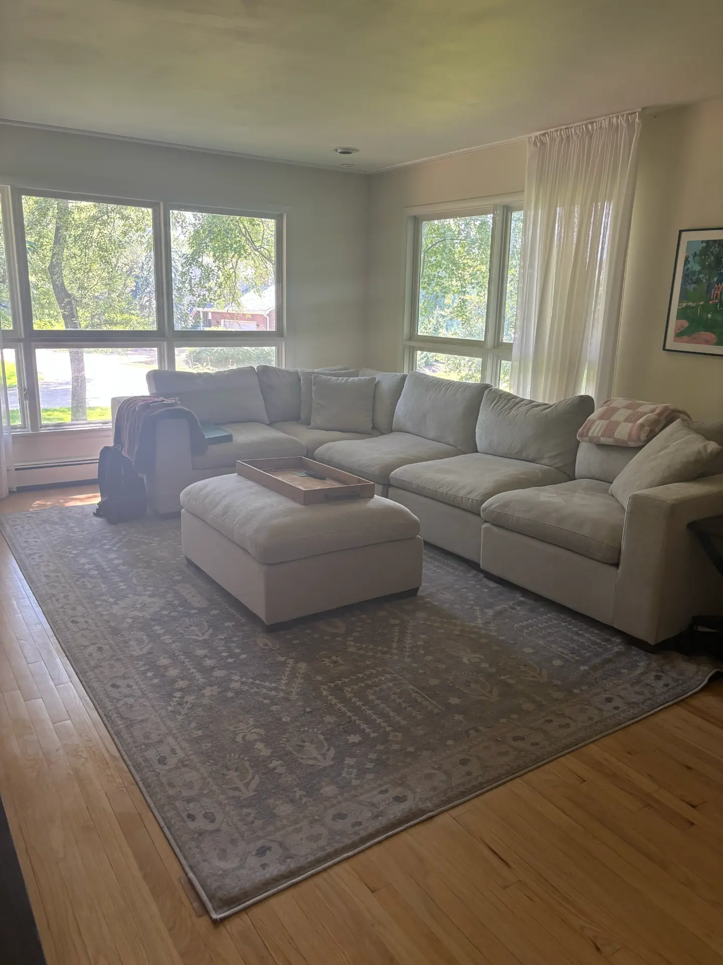 Living room & area rug cleaned by Upkeep Standard in Crystal Lake, Illinois