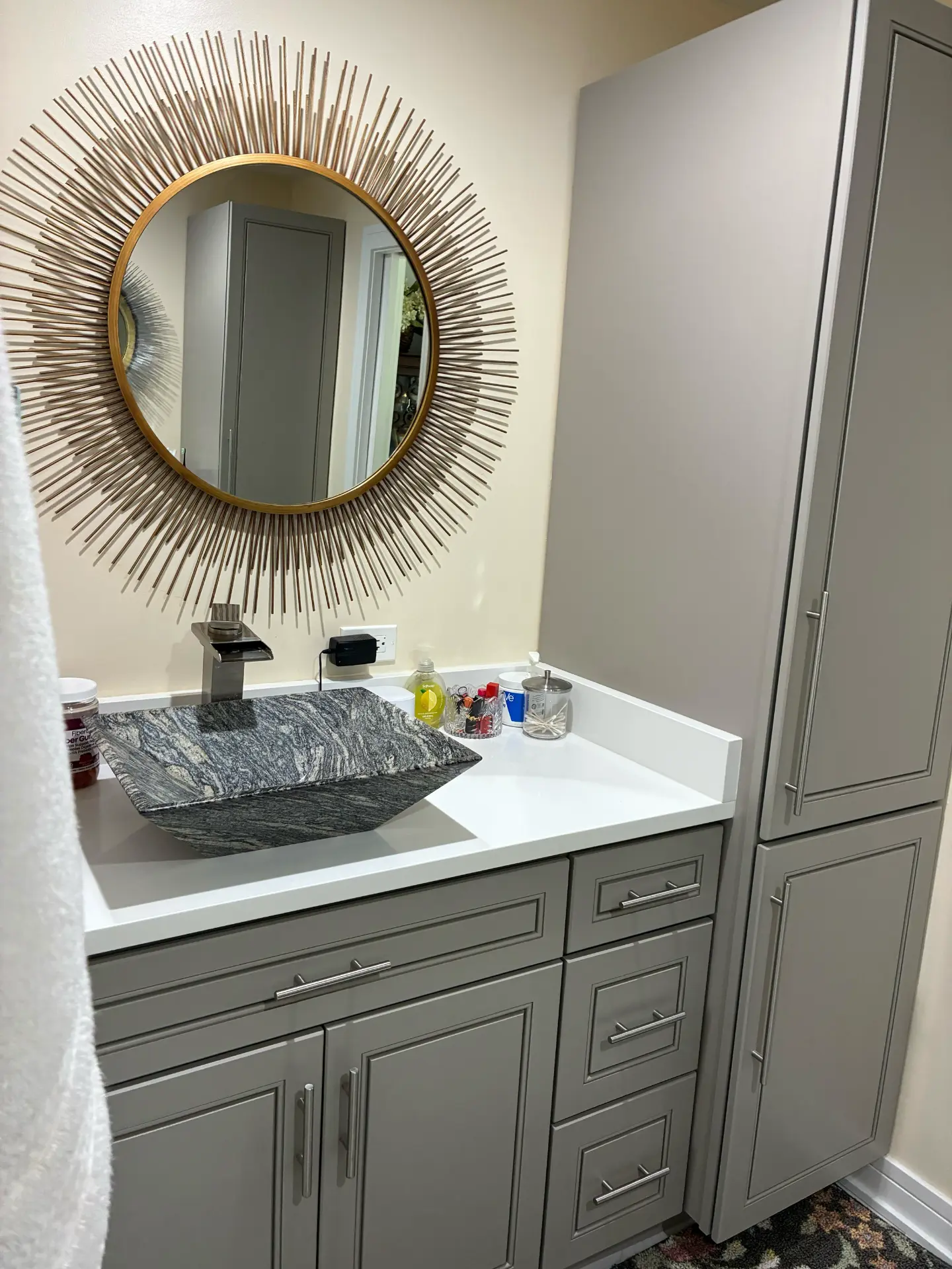 Powder room vanity & fixtures cleaned by Upkeep Standard in Gilberts, Illinois